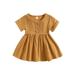 jxxiatang Baby Girls Summer Dresses Short Sleeve Round Neck Button Down Dresses