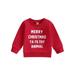 Kids Baby Sweatshirt Christmas Letter Print Long Sleeve Pullovers Tops