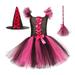 Ydojg Cute Outfit Set For Boys Girls Toddler Kids Baby Pageant Witch Party Tulle Dresses With Hat & Broom Fancy Dress Up Set For 6-7 Years