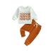 TheFound Toddler Baby Boys Halloween Outfits Pumpkin Letter Print Long Sleeve Sweatshirts and Long Pants 2Pcs Clothes