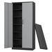 TiaGOC Metal Storage Cabinet with Lock Door and 5 Shelves 6 Tier Steel Garage Tool Cabinet for Home Office Utility Room 72 H X 36 W X18 D (Black Gray)