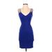 Soprano Casual Dress - Bodycon: Blue Solid Dresses - Women's Size Small