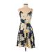 Gap Casual Dress - A-Line V Neck Sleeveless: Blue Floral Dresses - Women's Size X-Small