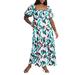 Plus Size Women's Puff Sleeve Tiered Dress by ELOQUII in Geo Leaf (Size 20)