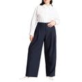 Plus Size Women's Trouser With Waistband Tabs by ELOQUII in Rich Navy (Size 16)