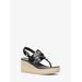 Michael Kors Aubrey Cutout Leather Wedge Sandal Black 7