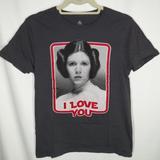 Disney Shirts | Disney Star Wars Princess Leia I Love You Gray Cotton T-Shirt Size Small | Color: Gray | Size: S
