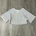 Anthropologie Tops | Anthropologie Dolan Striped French Terry Crop Pullover Sleeve Sweater Top Small | Color: Blue/White | Size: S