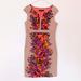 Nine West Dresses | Nine West W-12p Tan & Bright Floral Cap Sleeve Lined Cotton Dress | Color: Orange/Tan | Size: 12p