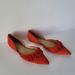 Anthropologie Shoes | Anthropologie Sylvie Ruffles D'orsay Pointed Toe Red Suede Flat Shoes. Size 7 | Color: Red | Size: 7