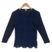 J. Crew Tops | J.Crew Blouse Top Womens Large Navy Lace Floral Long Sleeve Round Neck Pullover | Color: Tan | Size: L