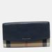 Burberry Bags | Burberry Navy Blue/Beige House Check Canvas And Leather Flap Continental Wallet | Color: Blue | Size: Os