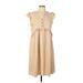 Shein Casual Dress - A-Line V Neck Short sleeves: Tan Print Dresses - Women's Size Large