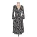 BCBGMAXAZRIA Casual Dress - A-Line V Neck 3/4 sleeves: Black Dresses - Women's Size Medium
