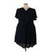 City Chic Casual Dress - A-Line V Neck Short sleeves: Blue Print Dresses - Women's Size 22 Plus