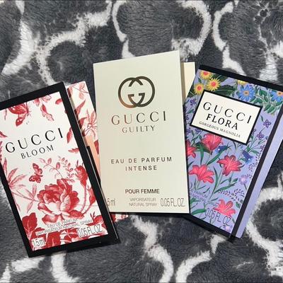 Gucci Makeup | Gucci Bundle 3 Women’s Perfume Travel Size Samples New Gucci Flora Guilty Bloom | Color: Pink/Purple | Size: Os