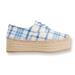 Tory Burch Shoes | Nwot New Tory Burch Florence Plaid Cavas Basketweave Espadrille Platform Wedge | Color: Blue/White | Size: 8.5