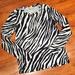 Michael Kors Tops | Michael Kors Long Sleeve Zebra Print Top With Mk Rhinestone Detail, Large | Color: Black/White | Size: L