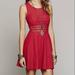 Free People Dresses | Free People Fitted With Daisies Red Fit And Flare Dress Sz 6 | Color: Red | Size: 6
