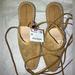 Zara Shoes | New Zara Basics Tie Up Suede Wedge Sandals Sz 38 7 7.5 Shoes Espadrille Nwt | Color: Tan | Size: 7.5