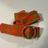 J. Crew Accessories | J Crew Linen/Cotton Blend Belt - S/M | Color: Green/Orange | Size: Os
