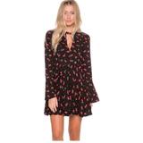 Free People Dresses | Free People Black And Red Floral Mini Dress - Size: 8 | Color: Black | Size: 8