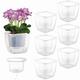 6-Pack Clear Self Watering Planters for Indoor Plants 7" Large African Violet Plant Pots Plastic Wick Flower Pots with Water Injection Hole, Orchid Plant Pot Set, Clay Pebbles Included, Clear