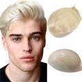 PU Skin Toupee For Men Hair Pieces 10x8" Men Toupee Human Hair Replacement System 0.04mm Think Skin Hair Prosthesis Men Hair Patch Units Implant for Men (#613 Blonde)