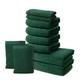 ÔHM - Bath Towel Set - 2 Bath Towels 70x140cm + 4 Hand Towels 50x100cm + 2 Guest Towels 30x50cm + 2 Wash Mitts 15x20cm Cotton - 500g/m² - Fir green
