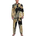 African Black Woman Wildlife Soft Mens Pyjamas Set Comfortable Long Sleeve Loungewear Top And Bottoms Gifts S