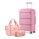 Kono Suitcase Sets of 3 Pieces Lightweight Large Hard Shell Check in Luggage Travel Luggage Set with 1pcs Travel Bag and 1pcs Toiletry Bag (Pink)