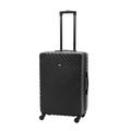 OHS Medium Suitcase Black, Durable Hardshell Medium Suitcase 4 Wheels Adjustable Handles Easy to Carry Lightweight Summer Holidays Airport Luggage, 66cm x 45cm x 25cm