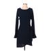 Lulus Casual Dress - Wrap: Black Print Dresses - Women's Size Small