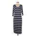 Chaser Casual Dress - Midi Scoop Neck 3/4 sleeves: Gray Print Dresses - Women's Size Medium