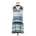 Veronica M. Casual Dress - Shift Mock Sleeveless: Blue Print Dresses - Women's Size Medium