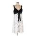 Betsy & Adam by Linda Bernell Cocktail Dress: White Graphic Dresses - Women's Size 0