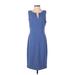 Banana Republic Factory Store Casual Dress - Sheath Keyhole Sleeveless: Blue Print Dresses - Women's Size 4