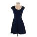 Pinc Casual Dress - A-Line: Blue Solid Dresses - Women's Size Medium