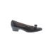 Salvatore Ferragamo Flats: Pumps Chunky Heel Classic Black Print Shoes - Women's Size 9 1/2 - Almond Toe