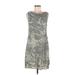 Lina Tomei Casual Dress - Shift Cowl Neck Sleeveless: Gray Print Dresses - Women's Size Medium