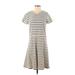 Joe Fresh Casual Dress - DropWaist: Ivory Stripes Dresses - Women's Size 8