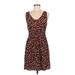 Merona Casual Dress - Mini Scoop Neck Sleeveless: Brown Leopard Print Dresses - Women's Size Medium