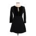 Zara Casual Dress - A-Line Plunge 3/4 sleeves: Black Print Dresses - Women's Size Medium