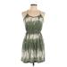 Soprano Casual Dress - Mini Scoop Neck Sleeveless: Green Print Dresses - Women's Size Medium