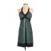 BCBGMAXAZRIA Casual Dress - Mini Halter Sleeveless: Blue Color Block Dresses - Women's Size X-Small