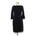 Lands' End Casual Dress - Sheath Crew Neck 3/4 sleeves: Black Solid Dresses - Women's Size Small