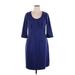 Lane Bryant Casual Dress - Sheath Scoop Neck 3/4 sleeves: Blue Solid Dresses - Women's Size 14 Plus