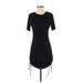 Divided by H&M Casual Dress - Bodycon Crew Neck Short sleeves: Black Print Dresses - Women's Size Small