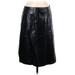 Banana Republic Faux Leather A-Line Skirt Knee Length: Black Solid Bottoms - Women's Size 8