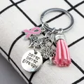 Porte-clés pompon ruban rose pour la sensibilisation au cancer du sein porte-clés coeur arbre de